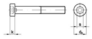 Zylinderschrauben mit Innensechskant, niedriger Kopf mit Schlsselfhrung DIN 6912 