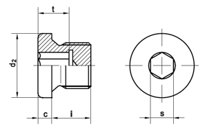 Verschluschrauben mit Bund und Innensechskant, zylindrisches FEIN-Gewinde DIN 908 