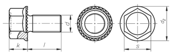 Sechskantschrauben mit Flansch und Rippen unter dem Flansch Art. 2788 