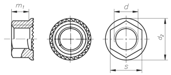 Art. Sicherungs-Muttern mit Flansch, Sperrzhnen und Polyamidklemmteil Art. 3898 