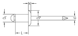 Offene Blindniete mit Flachkopf, Niet Kupfer, Dorn Bronze, A= Flachkopf Art. 2368 