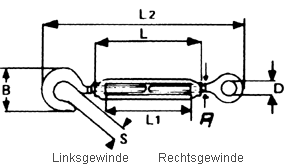 Spannschlsser offen, hnlich DIN 1480, RH= 1x Ringse und 1x Haken Art. 3408 