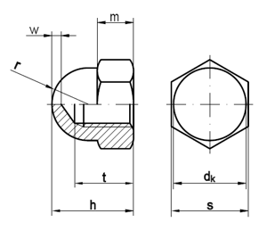 DIN 1587 - Sechskant-Hutmuttern, hohe Form