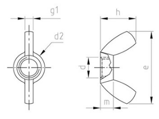 Flgelmuttern, amerikanische Form DIN 315 A