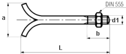 Steinschrauben Form C= Spaltdolle, mit Mutter DIN 529 C