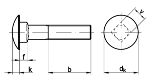Flachrundschrauben mit Vierkantansatz und Mutter DIN 603 