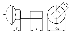 Senkschraube mit hohem Vierkanteinsatz und Mutter DIN 605 