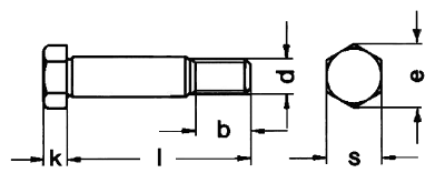 Sechskant-Paßschrauben mit kurzem Gewindezapfen DIN 610 