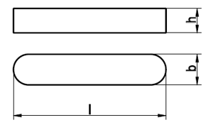 Paßfedern, hohe Form A = rundstirnig ohne Bohrungen ISO 2491 