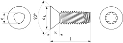 Gewindefurchende Schrauben, Senkkopf, TORX DIN 7500 MTX
