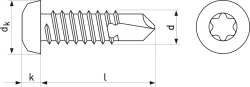 Selbstbohrende Schrauben, Linsenkopf, TORX DIN 7504 NTX