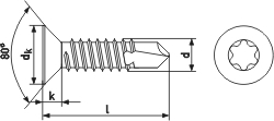 Selbstbohrende Schrauben, Senkkopf, Innensechsrund (TX) DIN 7504 PTX