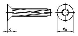 Senk-Schneidschrauben Form D-H, TORX-Antrieb DIN 7516 DTX