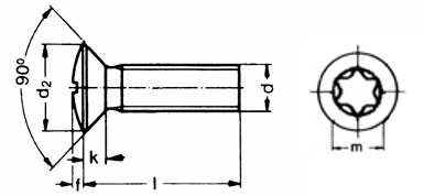 Linsensenk-Schneidschrauben Form E-H, TORX-Antrieb DIN 7516 ETX