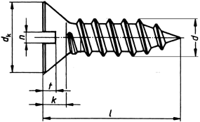Senk-Blechschrauben mit Schlitz, C= mit Spitze DIN 7972 