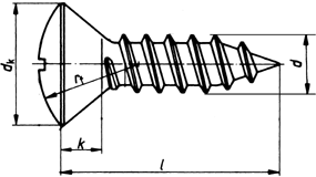 Linsen-SENK-Blechschrauben mit Schlitz, C= mit Spitze DIN 7973 