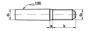 Kegelstifte mit Gewindezapfen, konstanten Zapfenlngen, Kegel 1:50 ISO 8737 