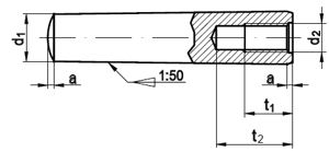 Kegelstifte mit Innengewinde, A= geschliffen, Kegel 1:50 ISO 8736 