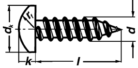 Linsen-Blechschrauben mit Phillips-Kreuzschlitz PH, C= mit Spitze DIN 7981 