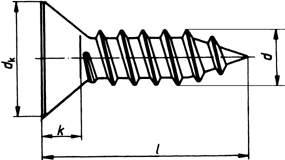 Senk-Blechschrauben mit Phillips- Kreuzschlitz H, C= mit Spitze DIN 7982 