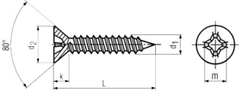 Senk-Blechschrauben mit PZ-Kreuzschlitz DIN 7982 PZ