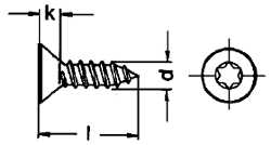 Senk-Blechschrauben mit Innensechsrund (TX) DIN 7982 TX