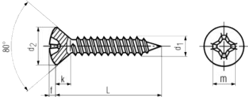 Linsen-SENK-Blechschrauben mit PZ-Kreuzschlitz DIN 7983 PZ