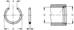 Runddraht-Sprengringe, B= fr Bohrungen DIN 7993 B