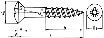 Linsensenk-Holzschrauben mit PZ-Kreuzschlitz nach DIN 7995 DIN 7995 