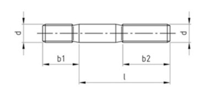 Stiftschrauben, Einschraubende= 2d DIN 835 