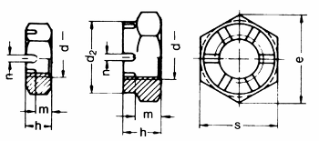 Kronenmuttern niedrige Form DIN 937 