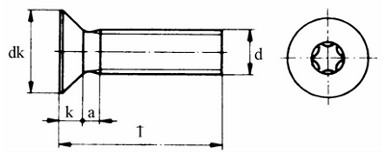 Senkschrauben mit Innensechsrund (TX) DIN 965 TX