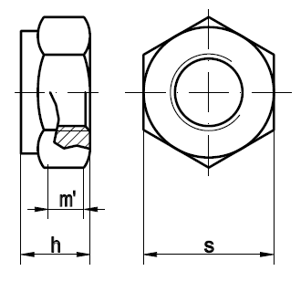 Sechskantmutter, Klemmteil Metall DIN 980 