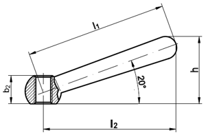 Kegelgriff mit Griffaufnahme, N = geneigte Griffachse DIN 99 