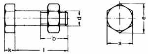 Sechskantschrauben mit Schaft und Mutter nach ISO 4034 ISO 4016 