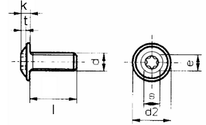 Flachkopfschrauben mit Innensechsrund (TX) und Flansch ISO 7380 FLTX
